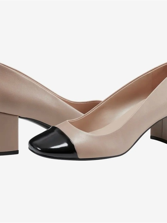 Bandolino Shoes - Bandolino Candy Classic Two-Tone Beige and Black Block Heel Pumps NWOT